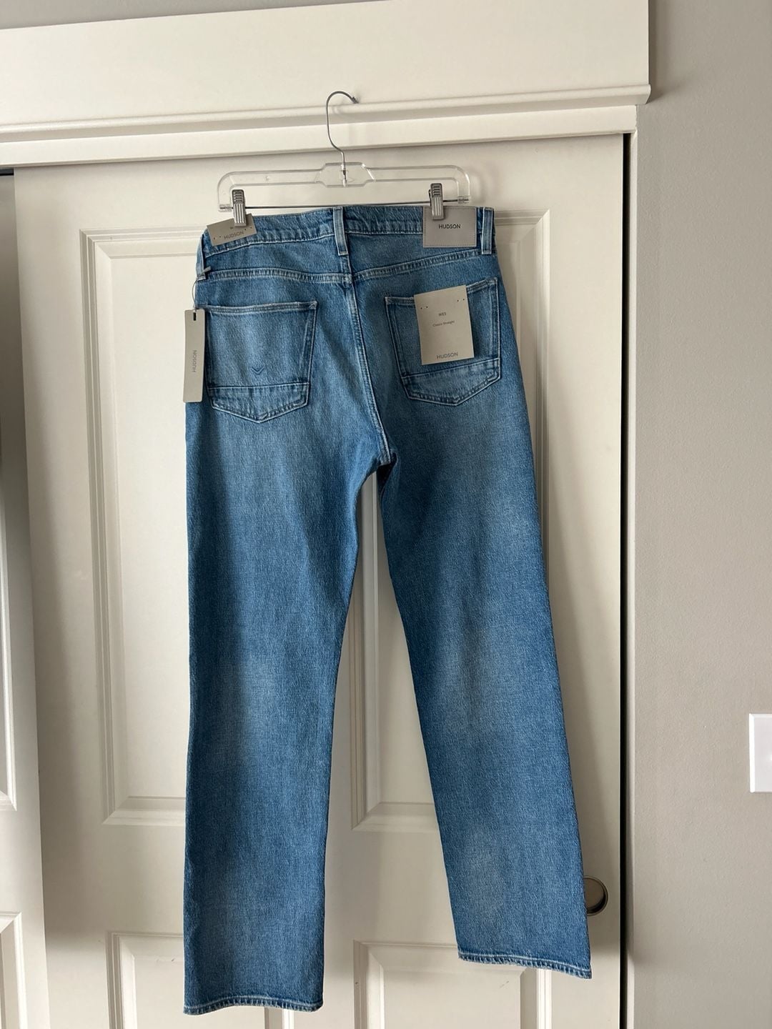Hudson Wes Classic Straight Leg Jeans In Medium Blue Wash